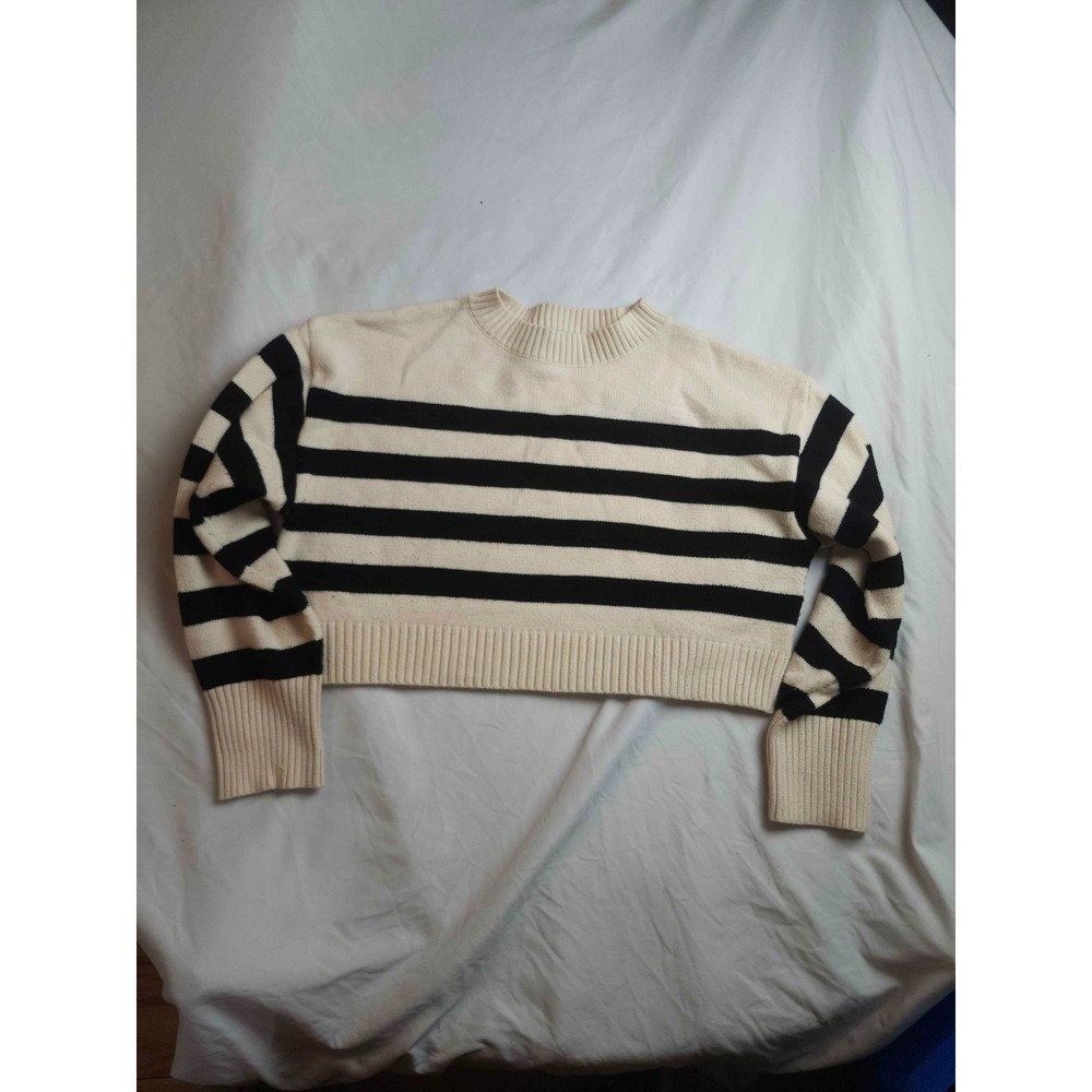 Love Change Italy Cropped Sweater Womens L Striped Clean Girl Coastal‎ Old Money